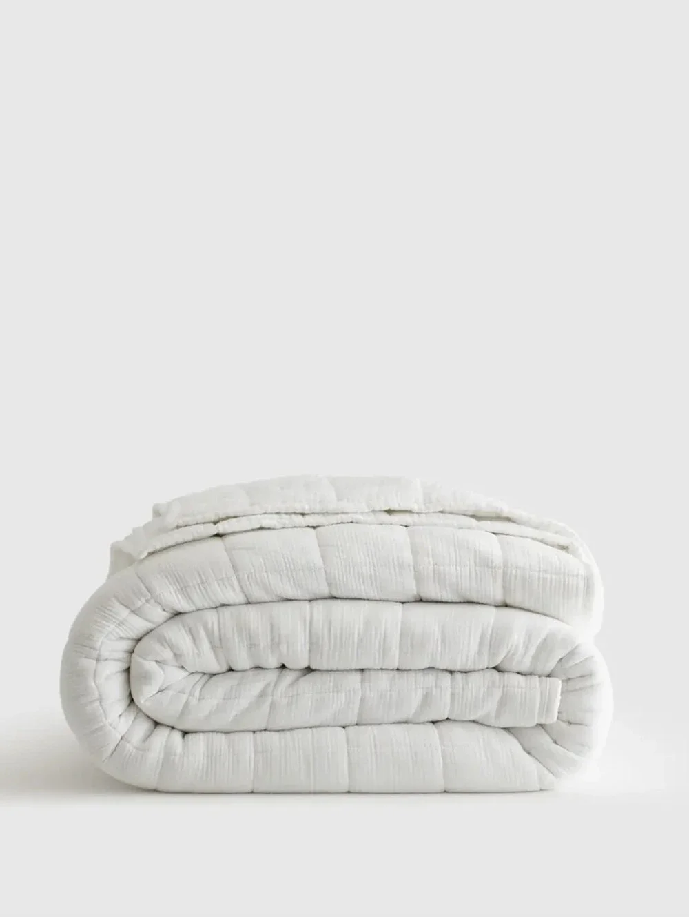 Quince Organic Cotton Gauze Box Quilt - Full/Queen - White